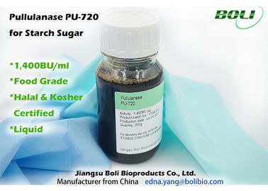 1400 BU / ml Pullulanase เอนไซม์ไลท์เป็นของเหลวสีน้ำตาลเข้ม 25 กก. ถังพลาสติก 30 กก