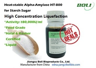 HT-800 80000 U / Ml Alpha Amylase Enzyme Heat Stable ความเข้มข้นสูง Liquefaction
