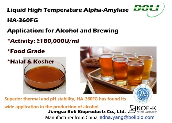 HA 360FG Alpha Amylase Enzyme Liquid อุณหภูมิสูง 180000 U/Ml