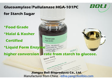 อาหารเกรดเอนไซม์พูลลูลาเนส 1400B U / ml, Glucoamylase100,000U / ml HGA-101PC สำหรับแป้งน้ำตาลรูปแบบของเหลว
